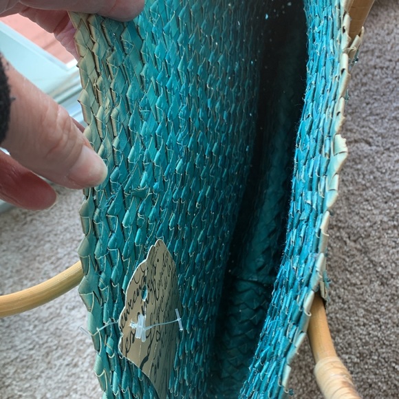 Turquoise & Straw Bling Tote/Purse - Picture 3 of 9